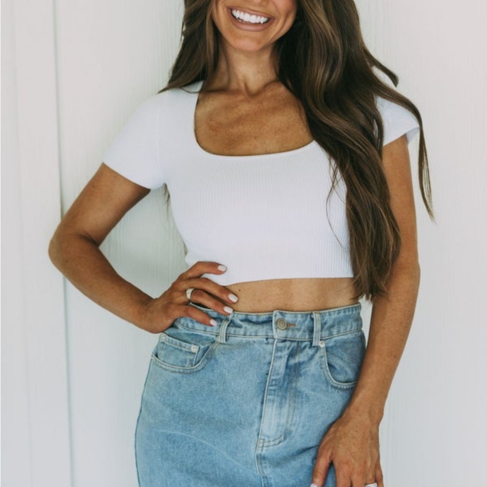 These Three Boutique white crop top
